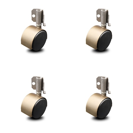 Service Caster 2.375 Inch Antique Brass Hooded Nylon Wheel Casters with Inside Mount Set SCC SCC-GR02S60D-NYS-WA-716X78-CB90-4